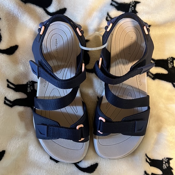 Easy Spirit Size 9 Wide Womens Sandals Waterproof Blue Anatomic Footbed NWOB - Picture 2 of 7